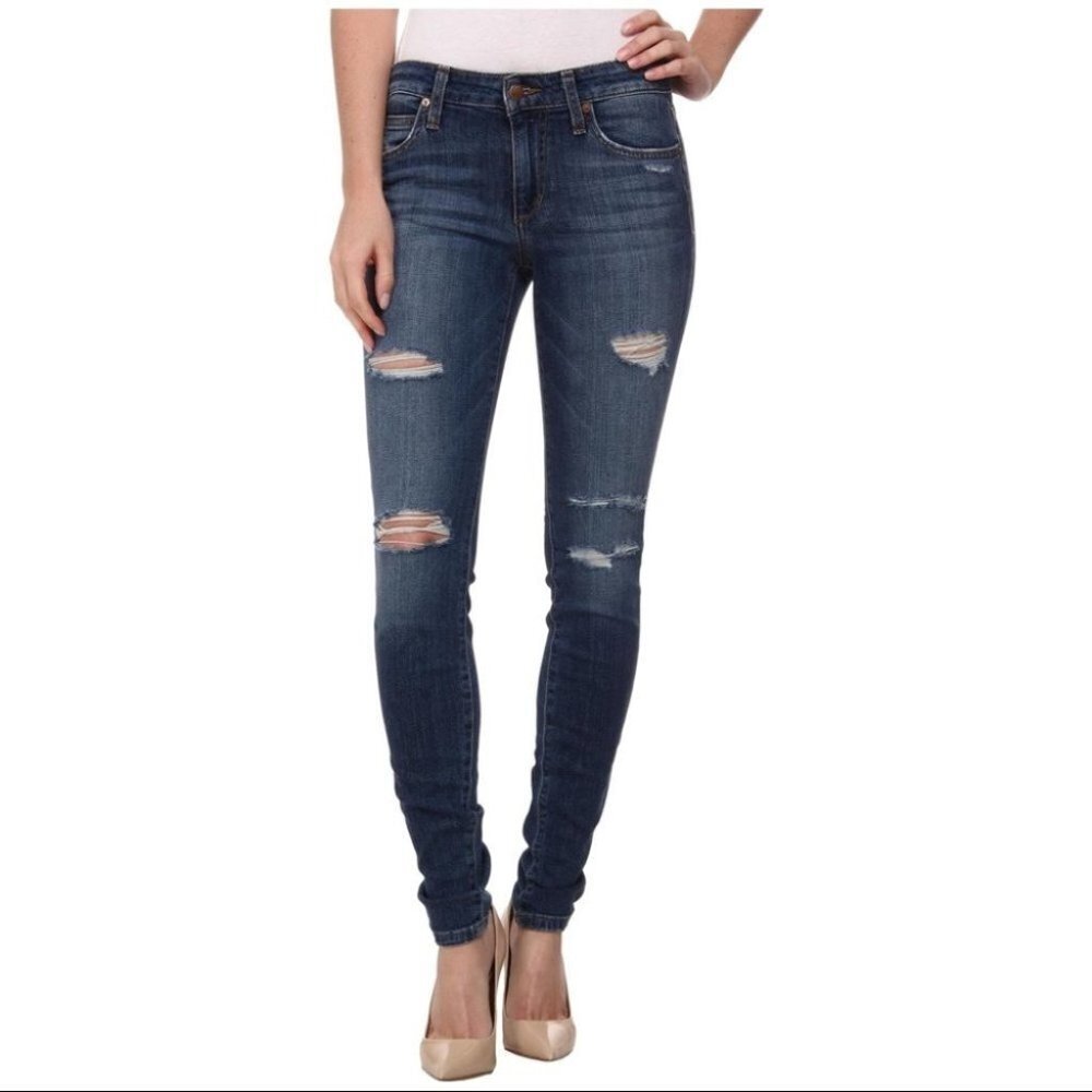 Joe's Jeans Skinny Jeans Icon Seneka Distressed Denim medium wash midrise 25 - Picture 3 of 16